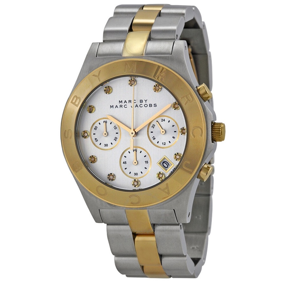 MARC JACOBS Chronograph Silver Dial Two-tone Ladies Watch (MBM3177). Pre-owned.